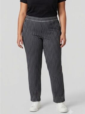 😍CLEARANCE - VENEZIA Black & Gray Vertical Stripe Cotton Crop Pants size 24